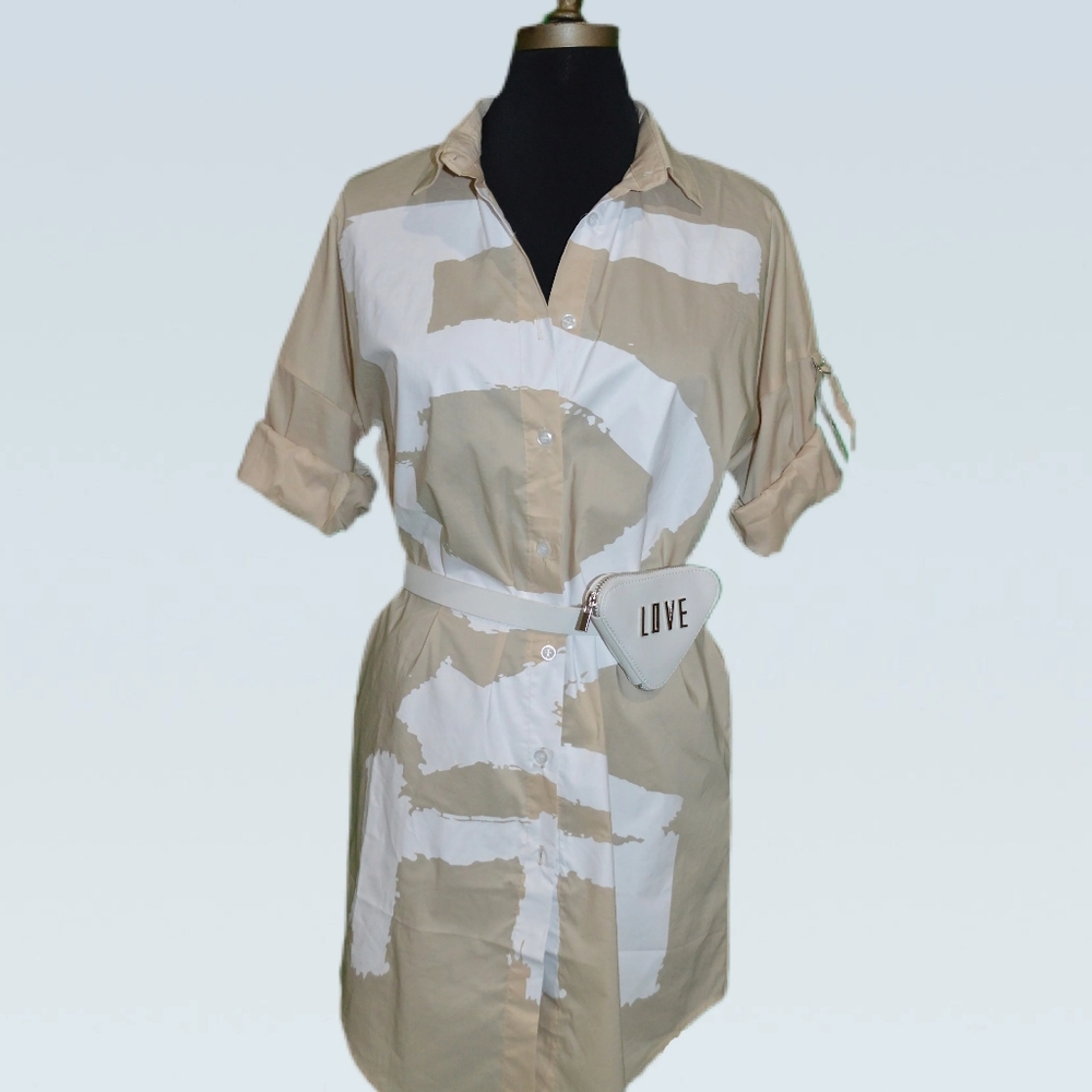 Lizette Collection Beige love Shirt Dress - Picture 3 of 4